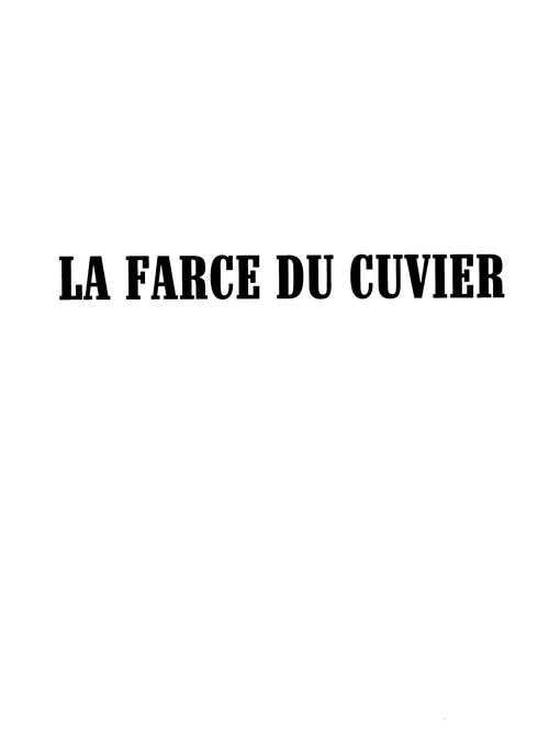 Title details for La Farce du Cuvier by Norbert-Bertrand Barbe - Wait list